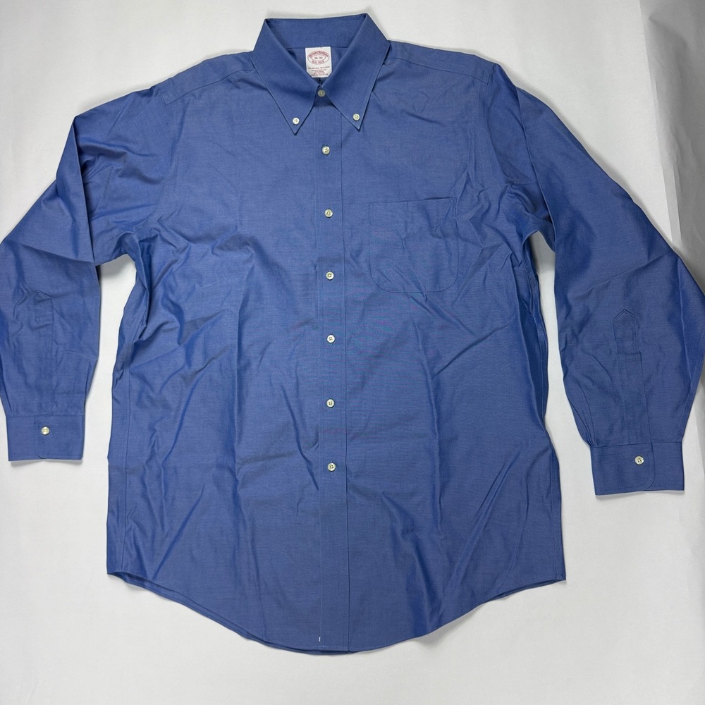 Brooks Brothers Dress Shirt Mens 16-33 Blue Traditional Fit Non-Iron 100% Cotton